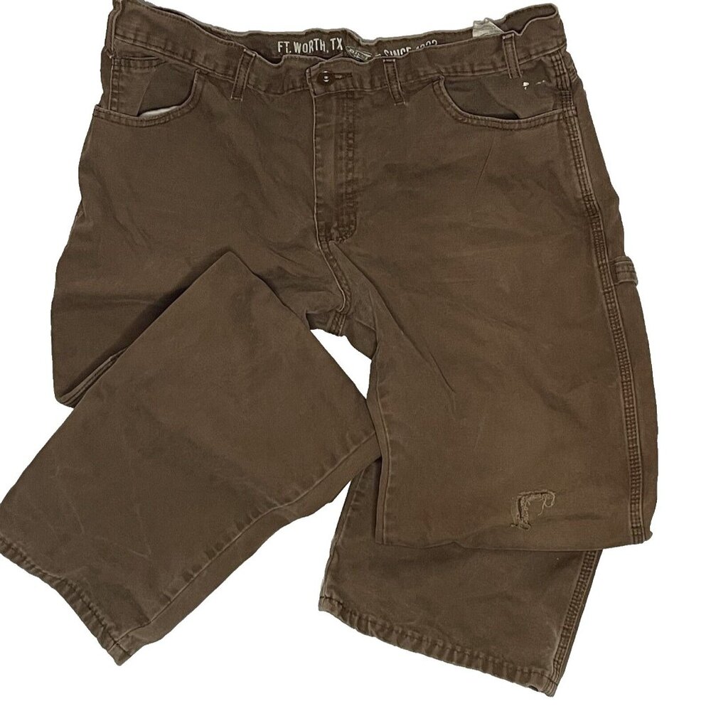 Dickies Men's sz 36X29 (Tag 36X30) Straight Leg Brown Carpenter Jeans DISTRESSED